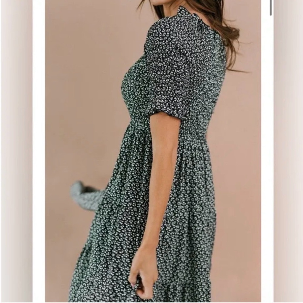 Orange Creek Black and White Floral Midi Dress